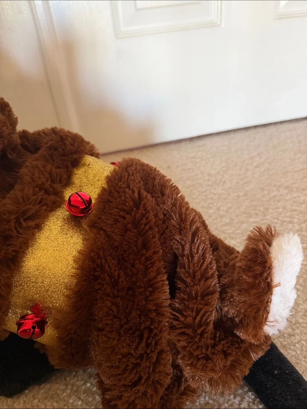 Plush Brown Reindeer Costume with Red Antlers